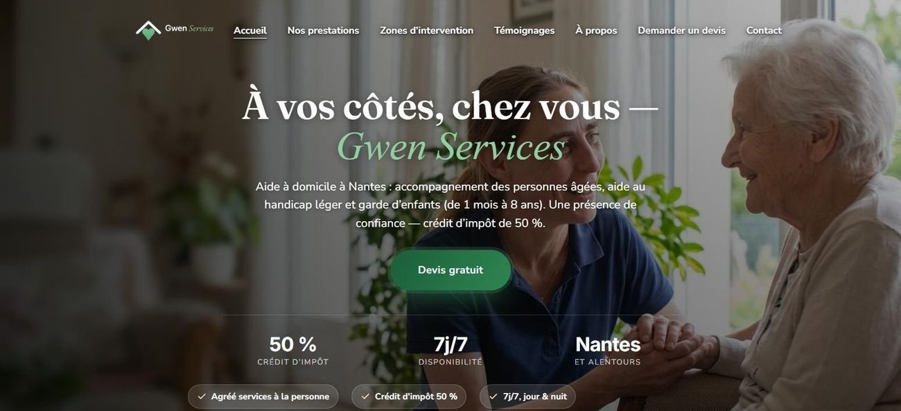 La page d'accueil — Gwen Services