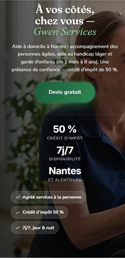 Le site Gwen Services sur téléphone